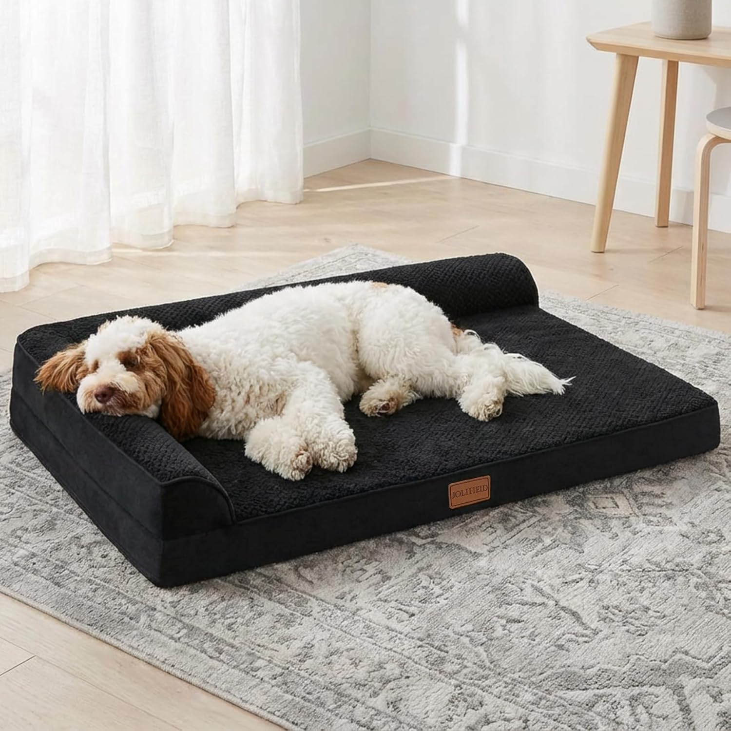 Jolifield Orthopedic Dog Bed Large Sized Dog 36X24 Waterproof L Bolster Egg Crate Foam Pet Crate Beds with