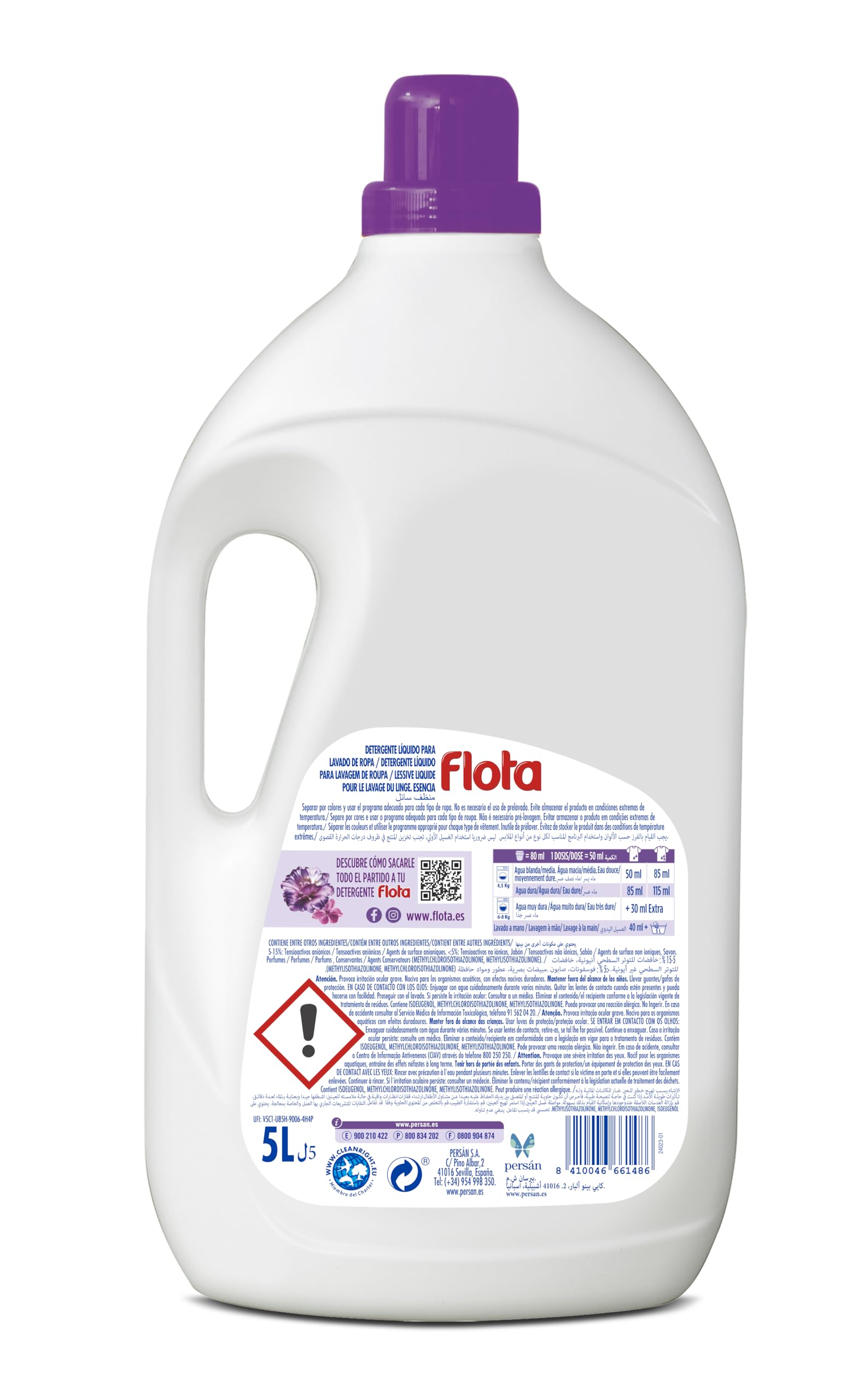 FLOTA | Płynny detergent odplamiający nawet w zimnej wodzie do pralki | Odzież biała i kolorowa | Zapach Essence | 2x100 prań | Format rodzinny