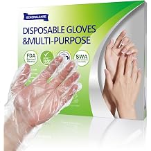 100 Pcs Disposable Gloves, PE Wax Therapy Liners & Covers for Paraffin Bath Mitts, Food Safe Textured Grip for Cooking, Cleaning & Crafts