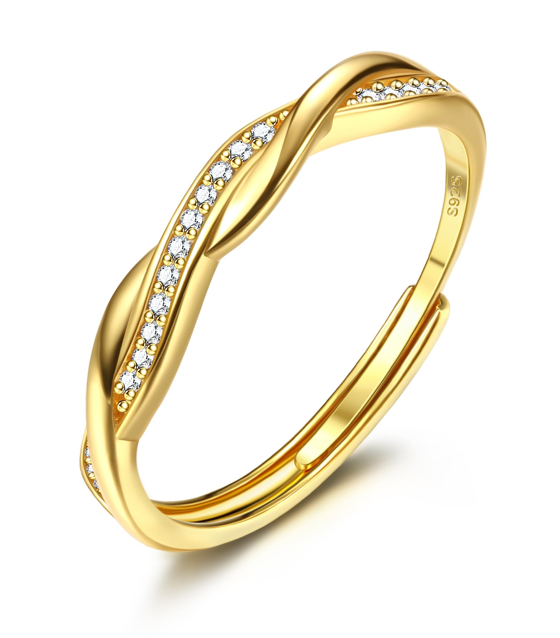 JeweBella Ring van 925 sterling zilver voor dames, verstelbaar JeweBella Ring van 925 sterling zilver voor dames, verstelbaar