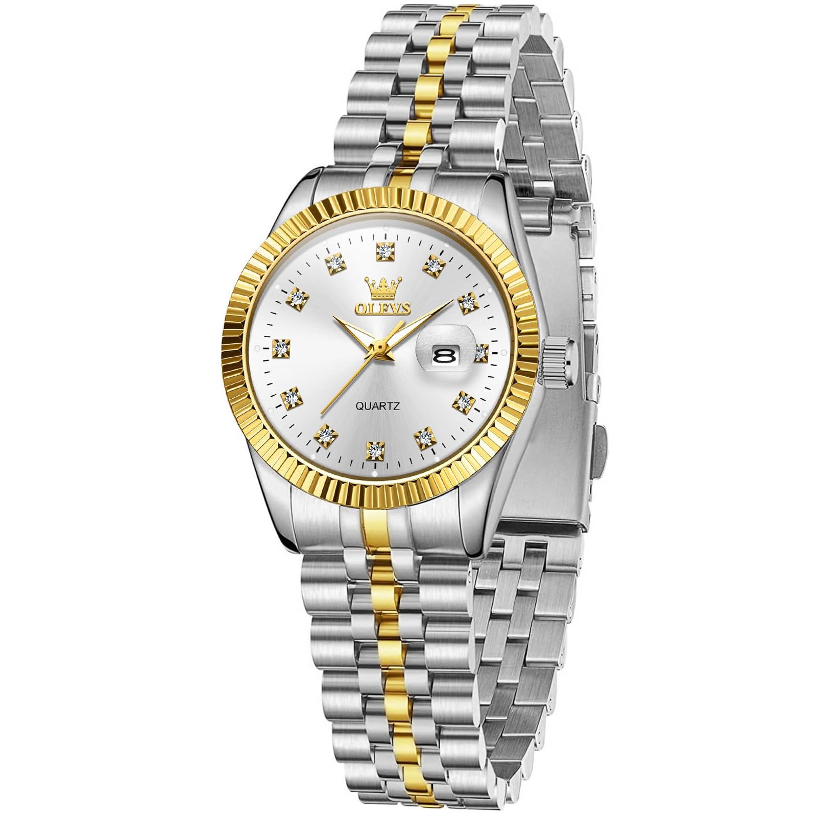 OLEVSWatches for Women Diamond Luxury Dress Women Watches Analog Quartz Waterproof Day Date Stainless Steel Wristwatch