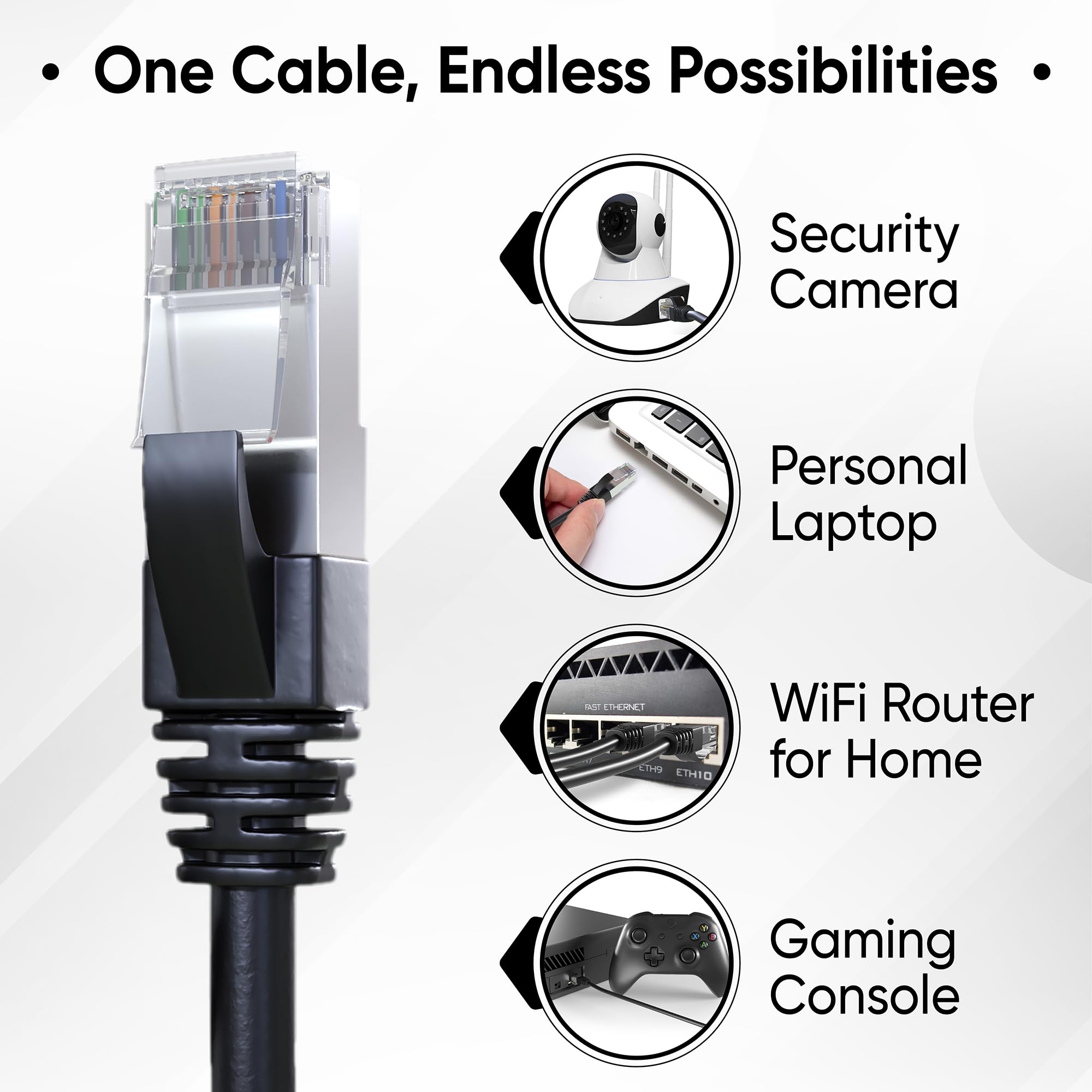 Mr. Tronic Câble Ethernet 15m, Reseau LAN Cat 7 Haut Debit Pour une Connexion Internet Rapide & Fiable | Câble Ethernet, Cat7 RJ45 SFTP (15 Mètres, Noir)