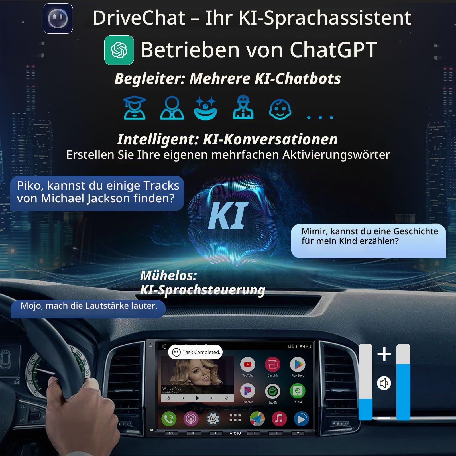 ATOTO A6PF 7-Zoll Android Doppel-DIN Autoradio, DAB+ Radio, kabellos CarPlay und Android Auto, Dual BT, WiFi/BT/USB-Tethering-Internet, 2G+32GB, HD-LRV-Eingang mit Rückfahrkamera, A6G2A7PF-S01