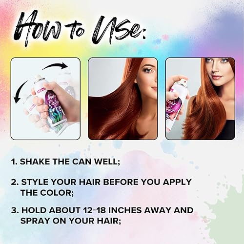 Miniatura 5 de Un solo uso en aerosol para el cabello blanco, tinte temporal para cabello loco, fiesta de Navidad, lavado, tinte para el cabello, 1 día, lavable,