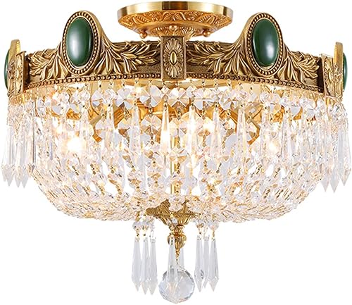 Miniatura 1 de Ceiling Light  French All-Copper Crystal Ceiling Light Retro Living Room Dining Room Light European Warm and Romantic Bedroom Lightfor Bedroom