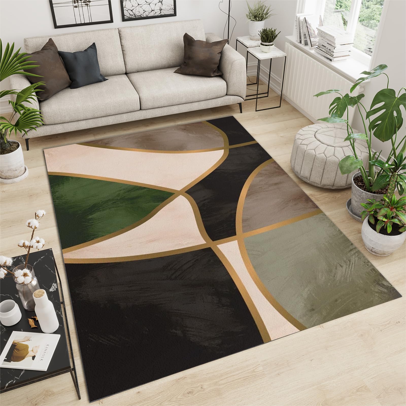 Tapis moderne européen haut de gamme aux lignes géométriques irrégulières