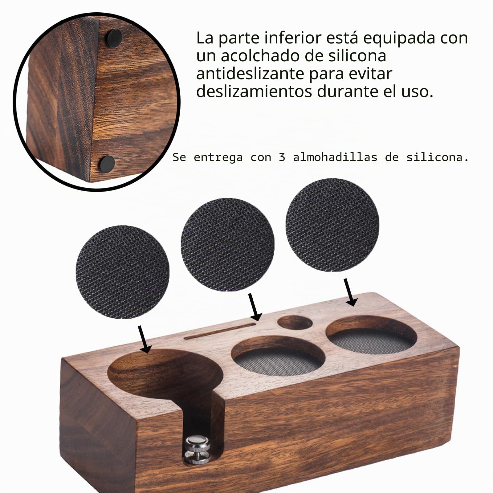 Espresso Tamper Estación 58mm, Soporte de Apisonamiento de Espresso, Ajustable Tamping Soporte para Guardar el Tamper de Espresso, Dispensador, Portafiltros