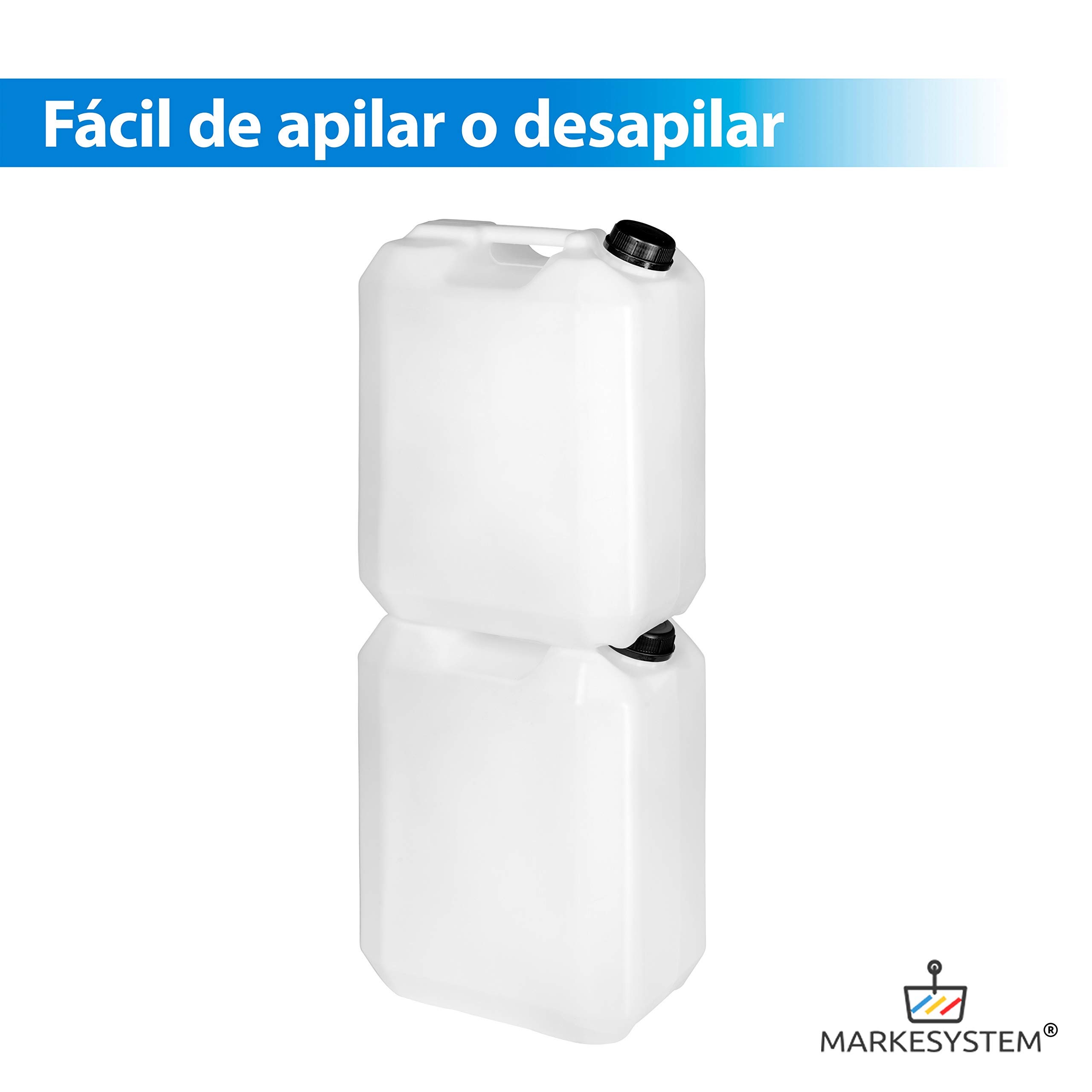 Kanister aus HDPE-Kunststoff, Hahn, Kennzeichnungs-Set, breite Öffnung, ADR-Zulassung, stapelbar, lebensmittelecht, ideal als Flüssigkeits- und Chemikalienbehälter, 25 L