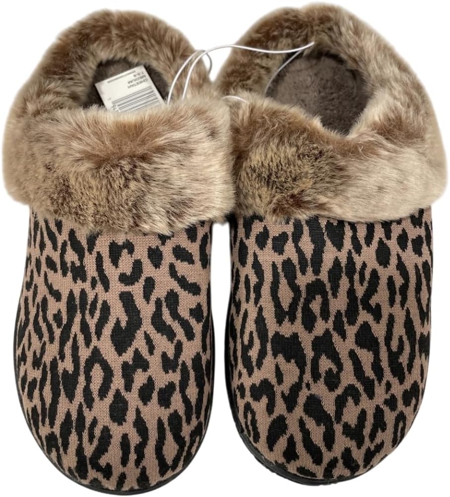 Amazon.com | isotoner Ladies Memory Foam Hoodback Comfort Slippers - 9701 (Cheetah, Medium 7-8 ...