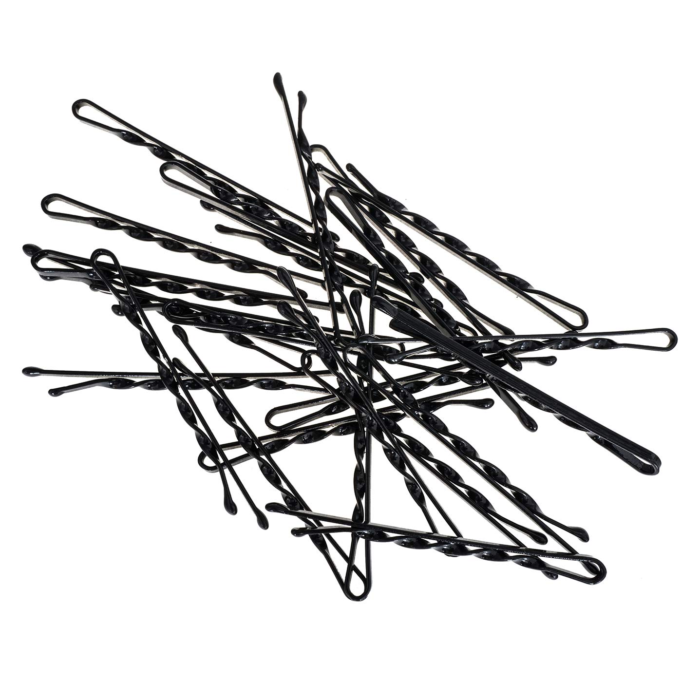 20 Fermagli Capelli Curvi Bobby – Metallo Nero Piatti 62 Mm Con Puntale 8 Mm – Donna