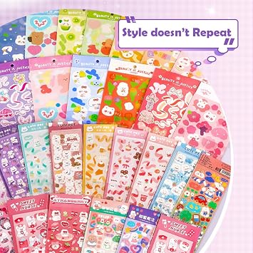 Guka 507 PCS Cute Vsco Vinyl Aesthetic Stickers, Luxury Suit+Storage Box, Hand Account Stickers for Girls, Kids, Children X016