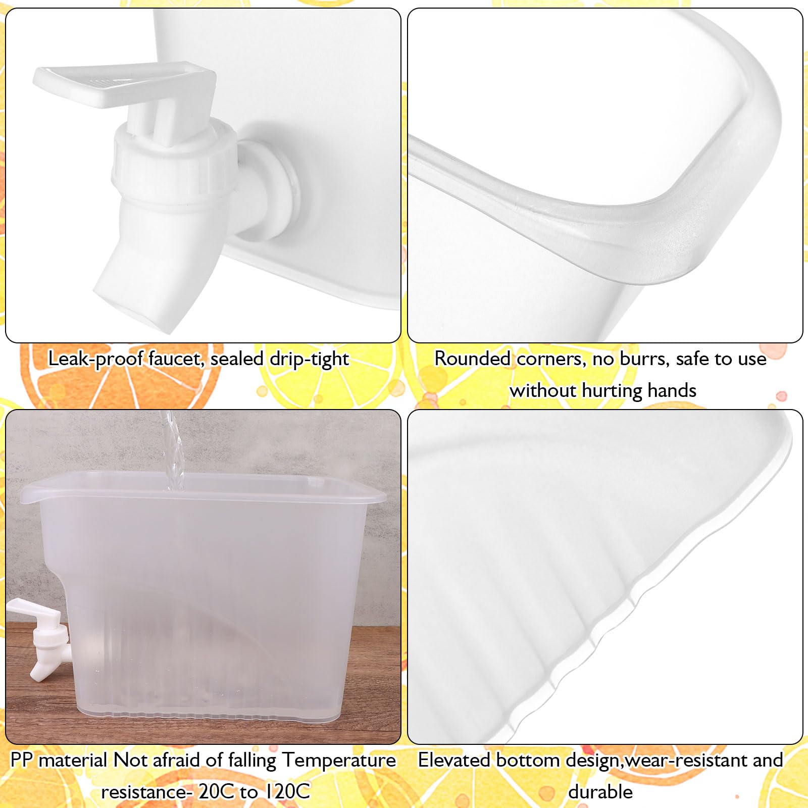 Distributori di acqua in plastica, per frigorifero, liquidi, bevande, con rubinetto, per latte, ghiaccio, acqua, cocktail, succhi (1,5 galloni)