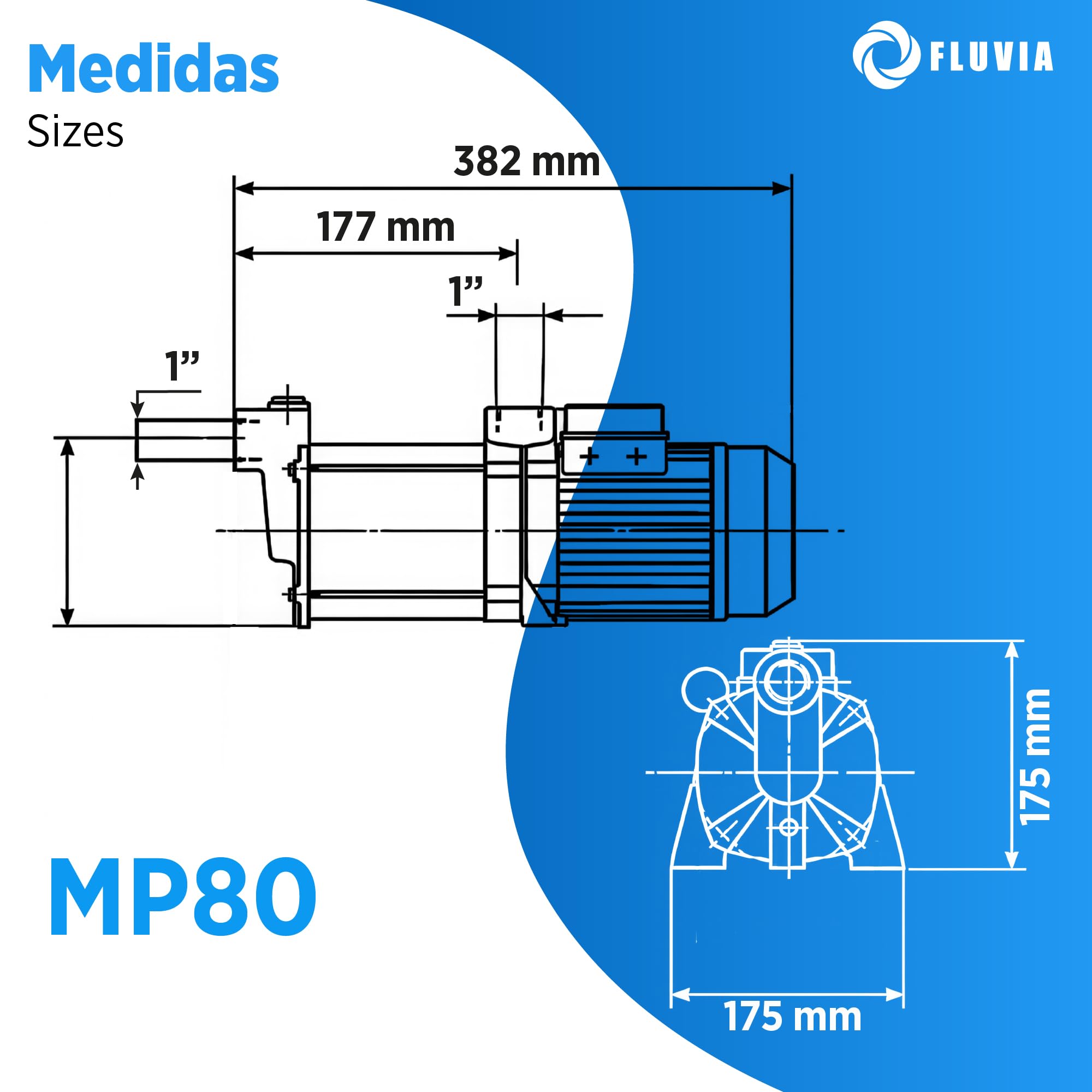 Bomba Centrifuga Multietapa 0.75 kW Horizontal para Presion de Agua y Riego con Cuerpo de Fundicion Eje Inoxidable Funcion Silenciosa para Vivienda Jardin y Grupo de Presion FLUVIA