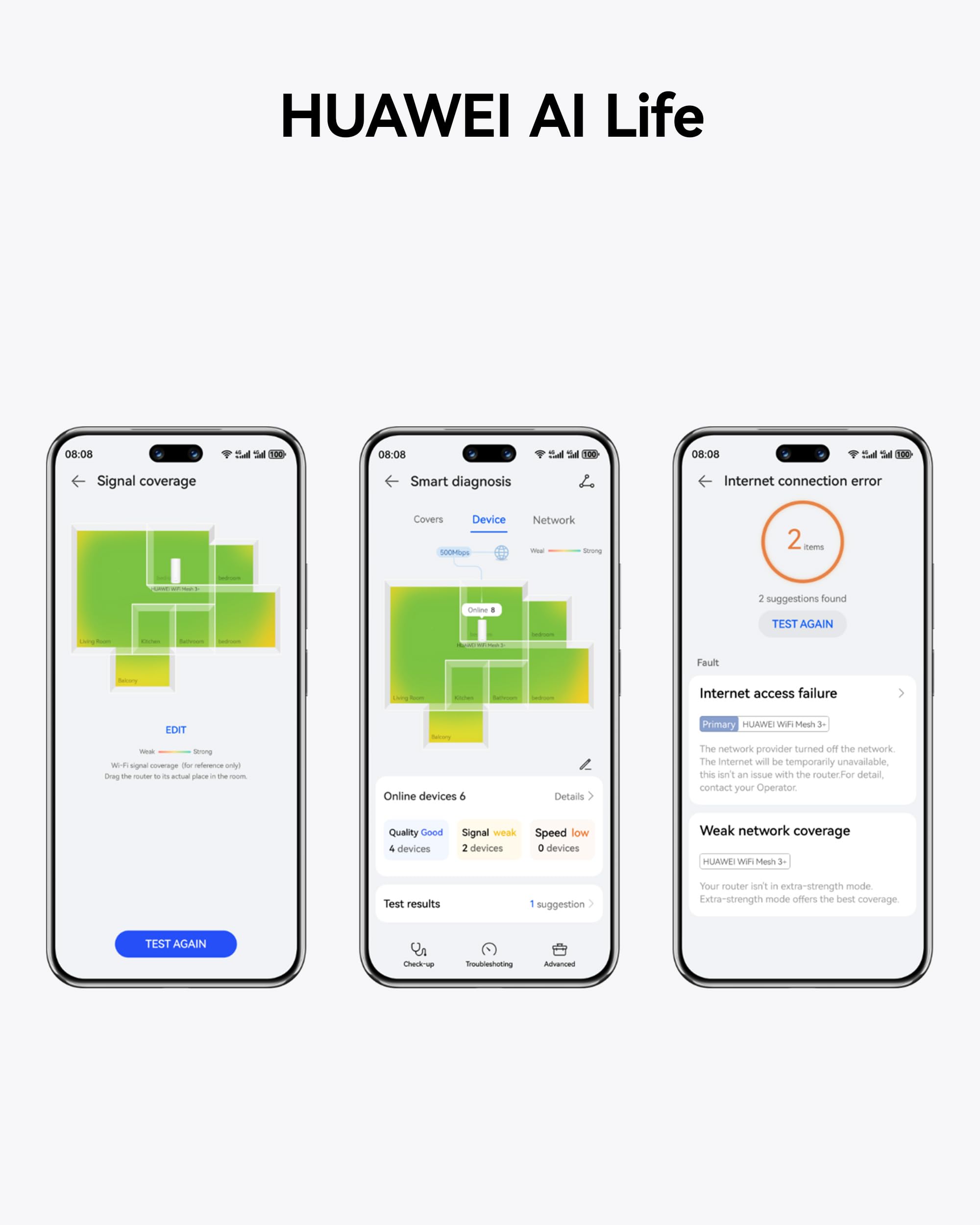 HUAWEI WiFi Mesh 3+ Router Wi-Fi 6 AX3000 Banda Doble, Wi-Fi para Todo Hogar, más de 250 Conexiones de Dispositivos, Penetración en Pared, Control Parental, Garantía de 42 Meses, Blanco, Paquete de 3