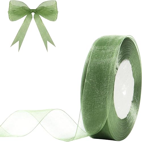 Miniatura 8 de Hiswan Cinta de organza transparente de 1 pulgada, 50 yardas, cinta de gasa azul real para envolver regalos, ramo de boda, manualidades