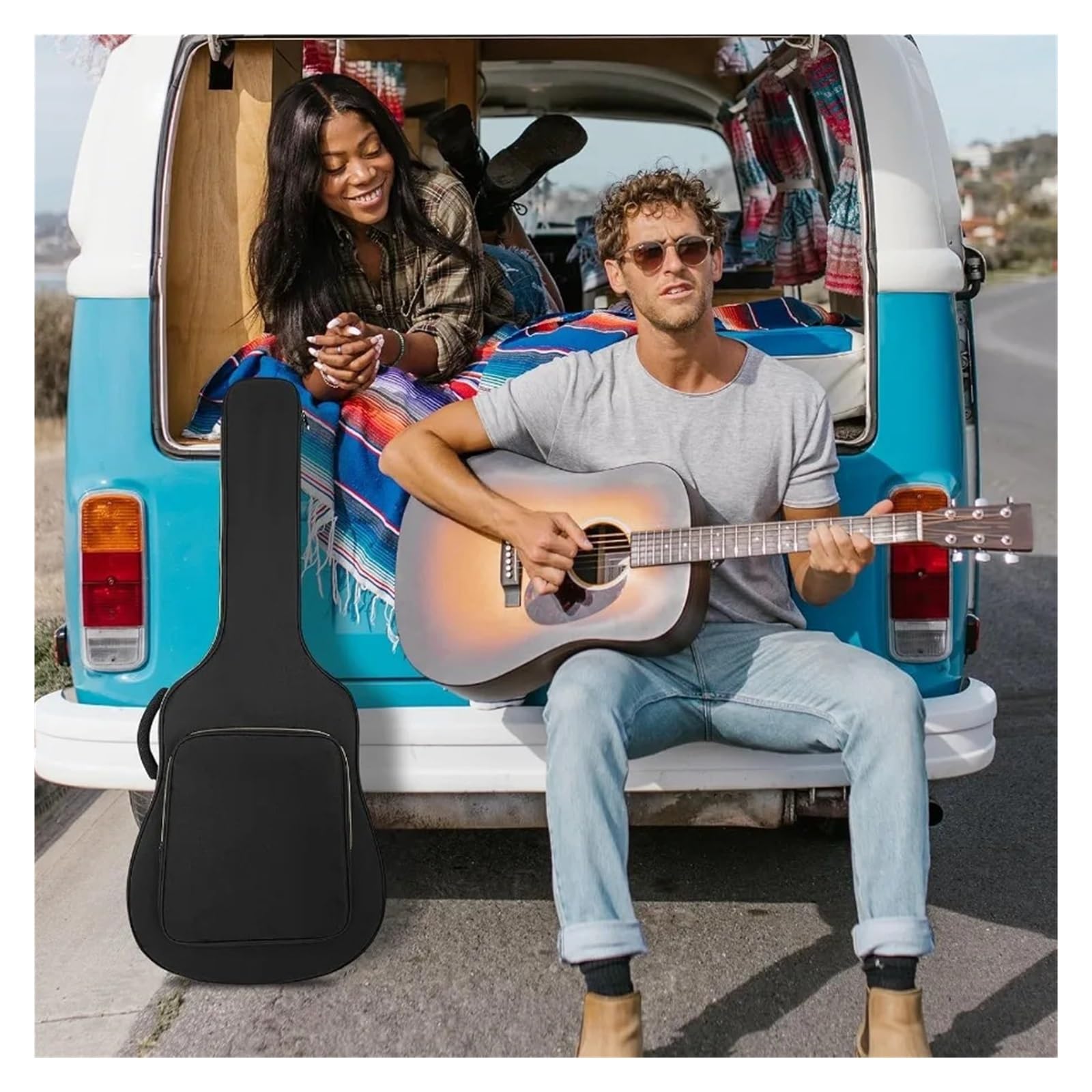 Bolsa for Guitarra acústica de 39, 40 y 41 Pulgadas con Acolchado Grueso Impermeable 0,5 Correa Hombro Ajustable. Funda for para Guitarra