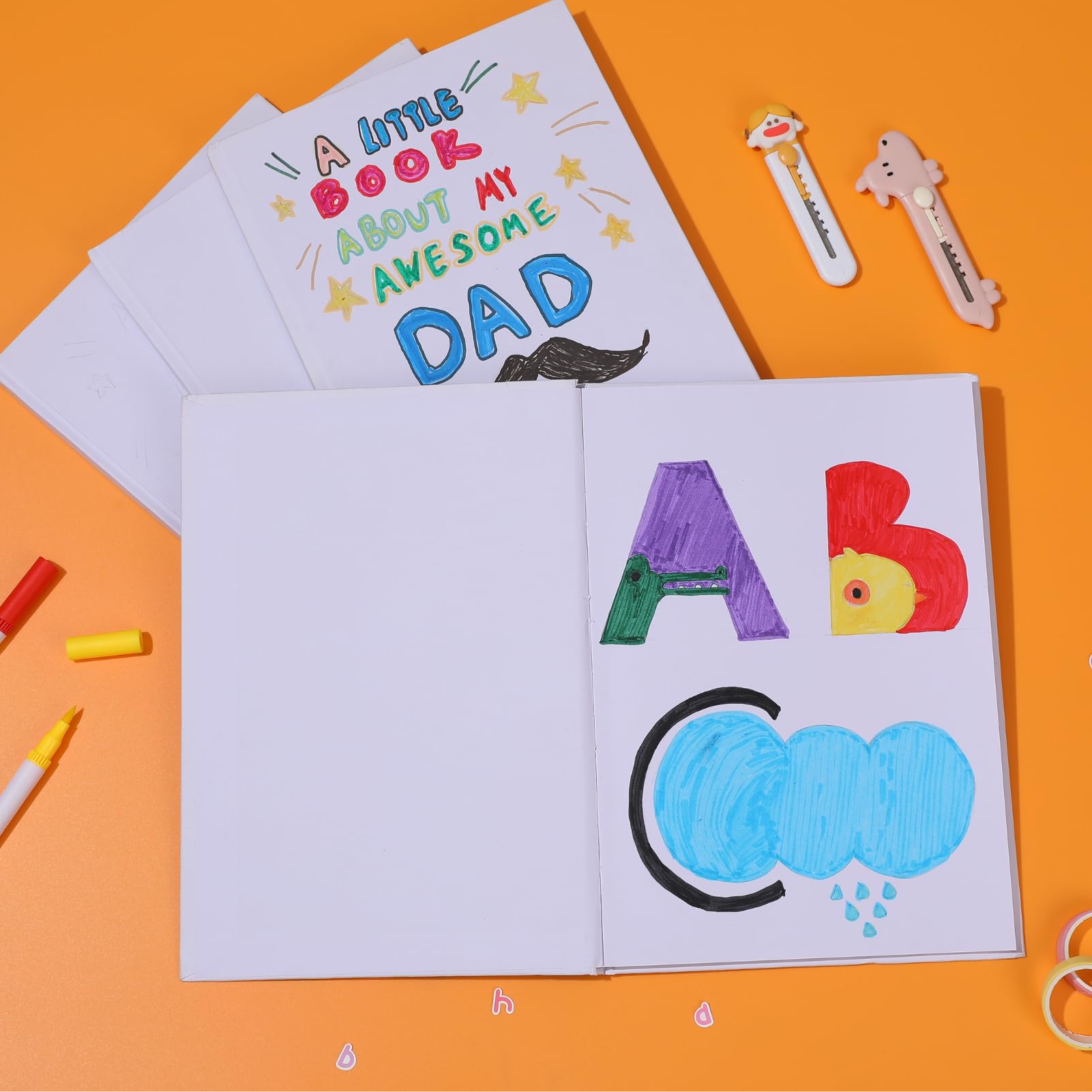 Litpoetic Libri con copertina rigida per bambini per scrivere storie, 17,8 x 25,4 cm, diari senza righe, copertina rigida per studenti, 18 fogli/36 pagine, confezione da 12