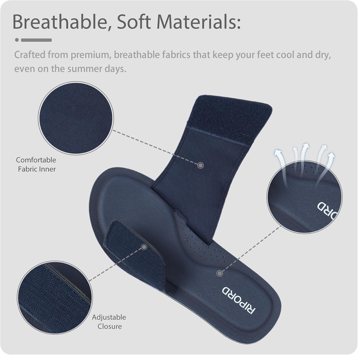 Mens Adjustable Slides Sandals Slip On Sandals Comfortable Athletic Anti-Slip Slides - Image 4