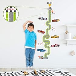 Friso Pared Escalera DECOWALL DA-1911 Tabla de altura de pista de carreras Vinilo Pegatinas Decorativas Adhesiva Pared Dormitorio Saln Guardera Habitaci Infantiles Nios Bebs