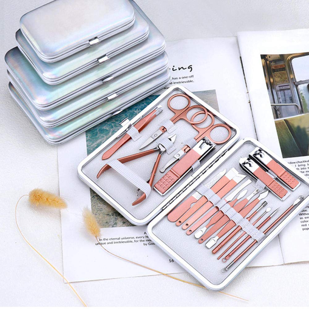 Professionelles Nagelknipser-Set 7-18-teilig, scharfer Nagelschneider aus Edelstahl, Pediküre- und Maniküre-Set mit Cortex-Metallgehäuse für Männer und Frauen, Silber, 10-teiliges Set (Silver 18)