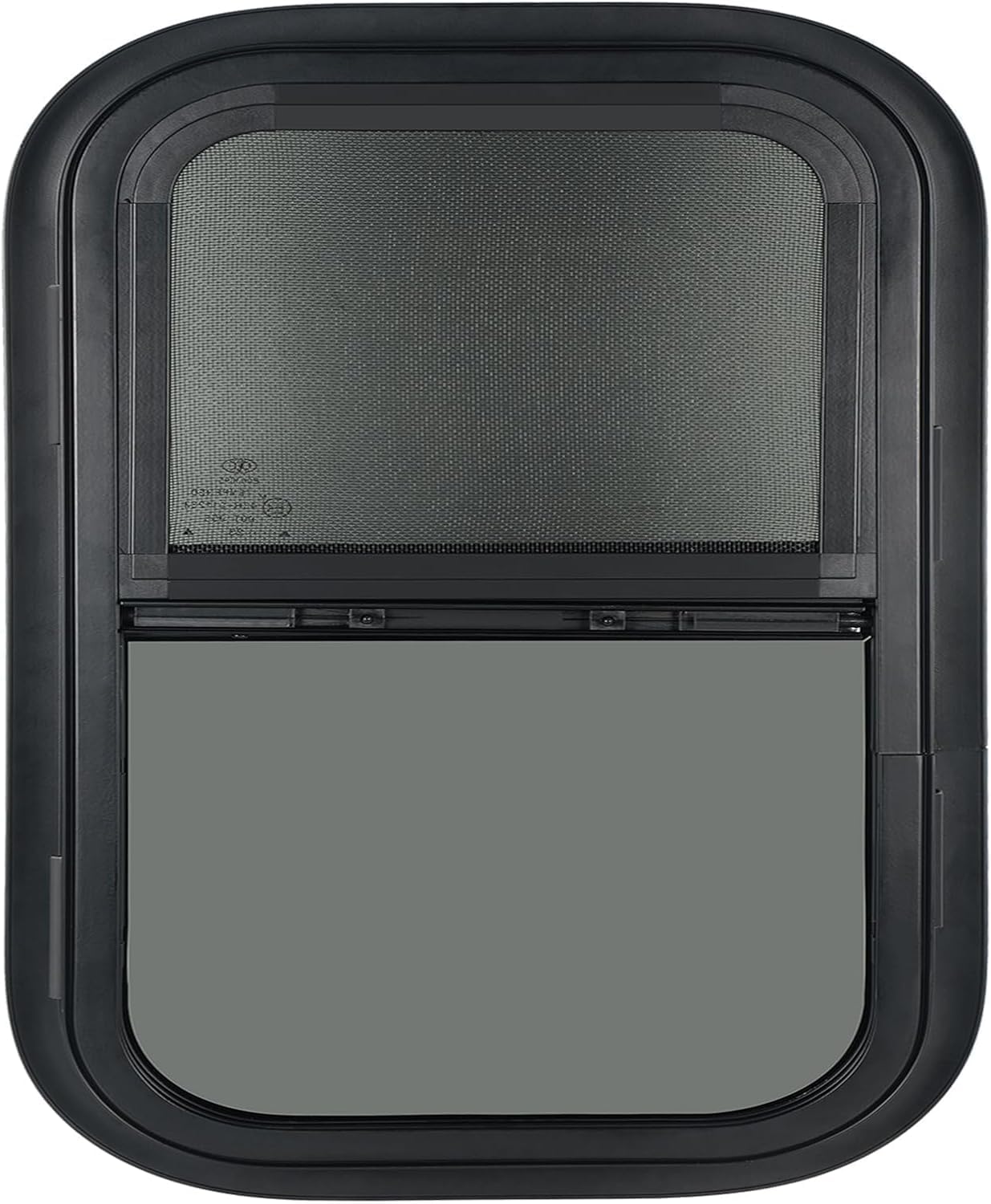 2 Pack Vertical RV Windows, 14" W x 16" H Tinted Sliding RV Window with Net Screen and Trim Ring, Suitable for 1-1/8" Thick Walls, DOT Approved