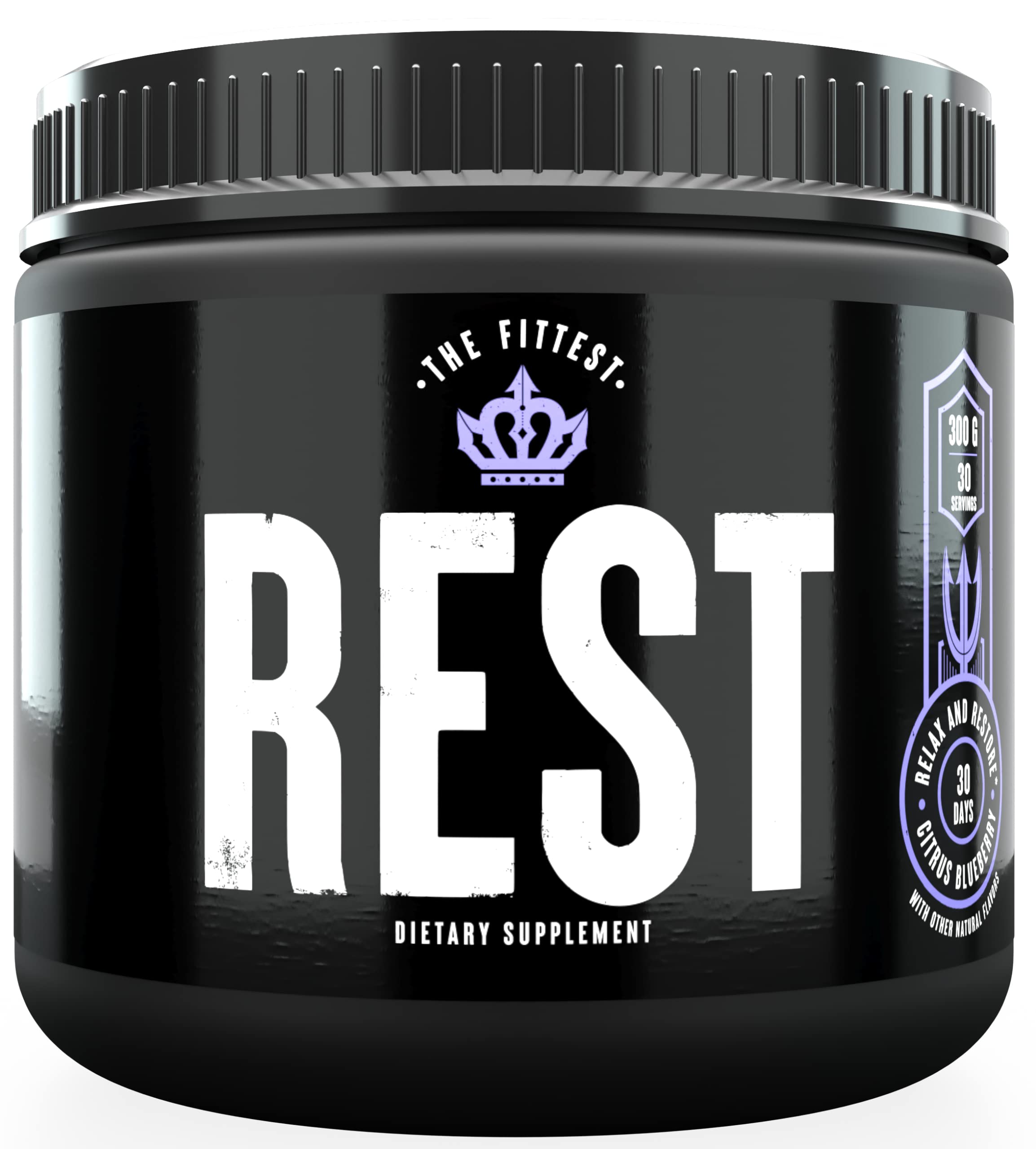 The Fittest Rest Supplement - Supports Sleep, Circadian Rhythm with Essential Minerals, Electrolytes, and Compounds - Magnesium, Glycine, Melatonin and Salt - Blueberry Citrus Flavor - 30 Servings