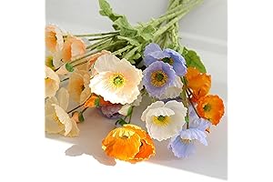 Artificial Flowers 6Pcs Artificial Poppy Silk Flowers with Stems