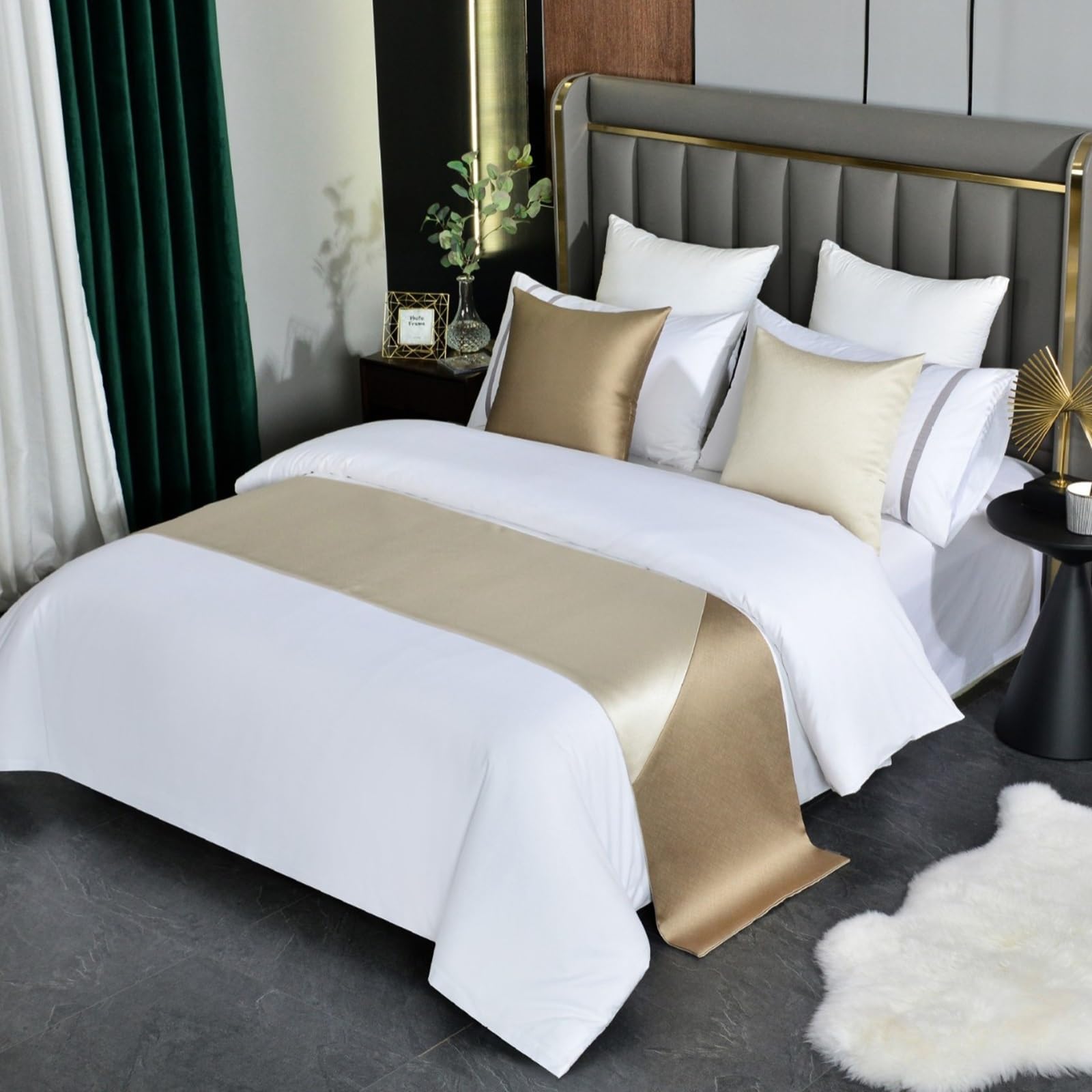 Bed Runner Syibelters Brass-210x50cm(1.5m Bed)Double Sided For Queen & Full