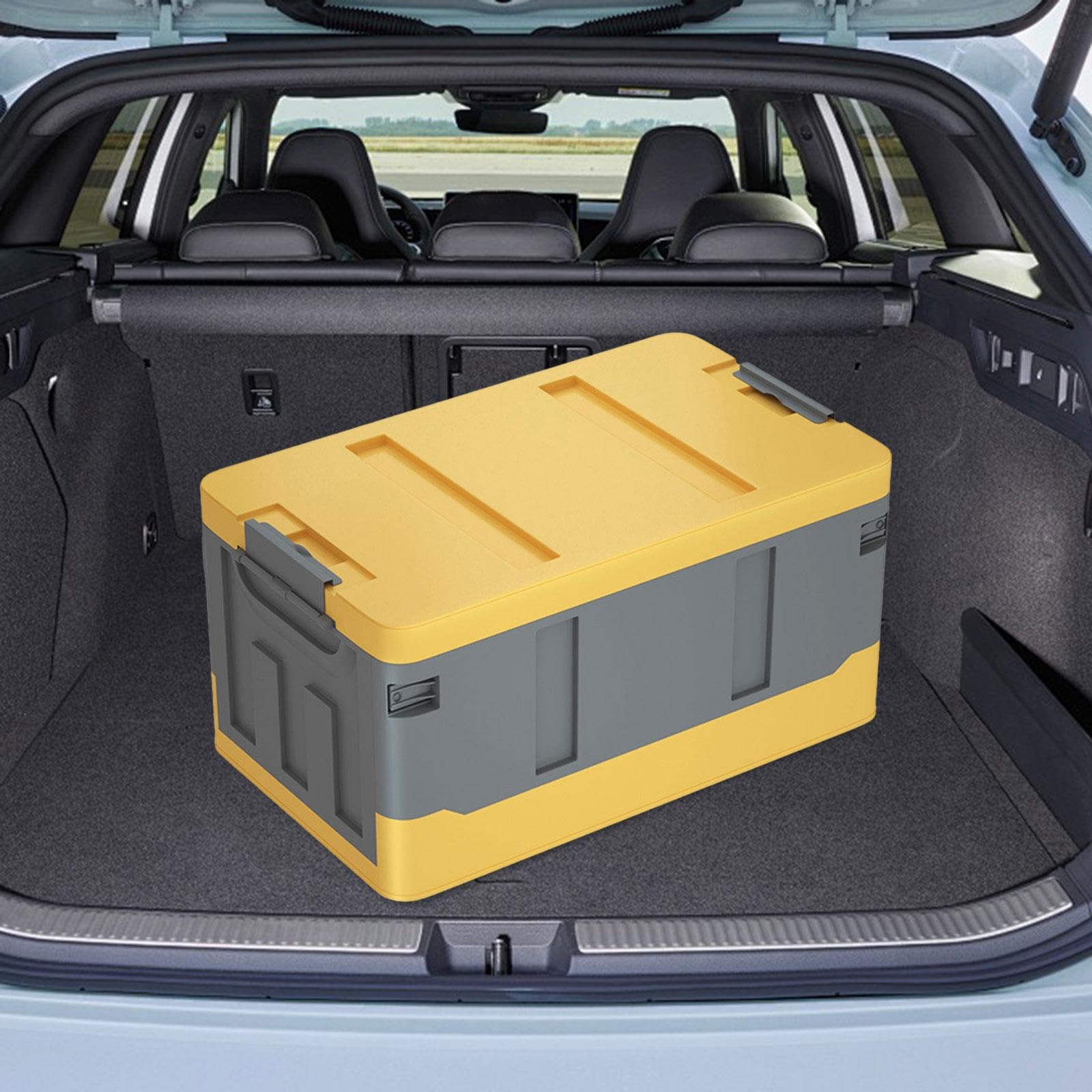 Organizador de Maletero, Caja de Almacenamiento de Equipaje, Práctico, Plegable, Contenedor de Almacenamiento de Coche Robusto para, Amarillo