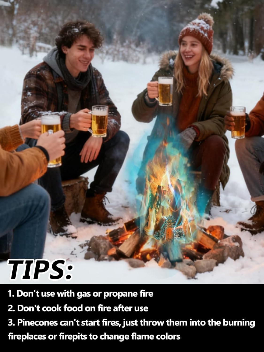 80 Pcs Flame Color Changing Pine Cones - Burning Fireplace Pinecones with Magical Blue-Green Flames for Fireplace Holidays Fire Pit Wood Stove Campfire Color Changing