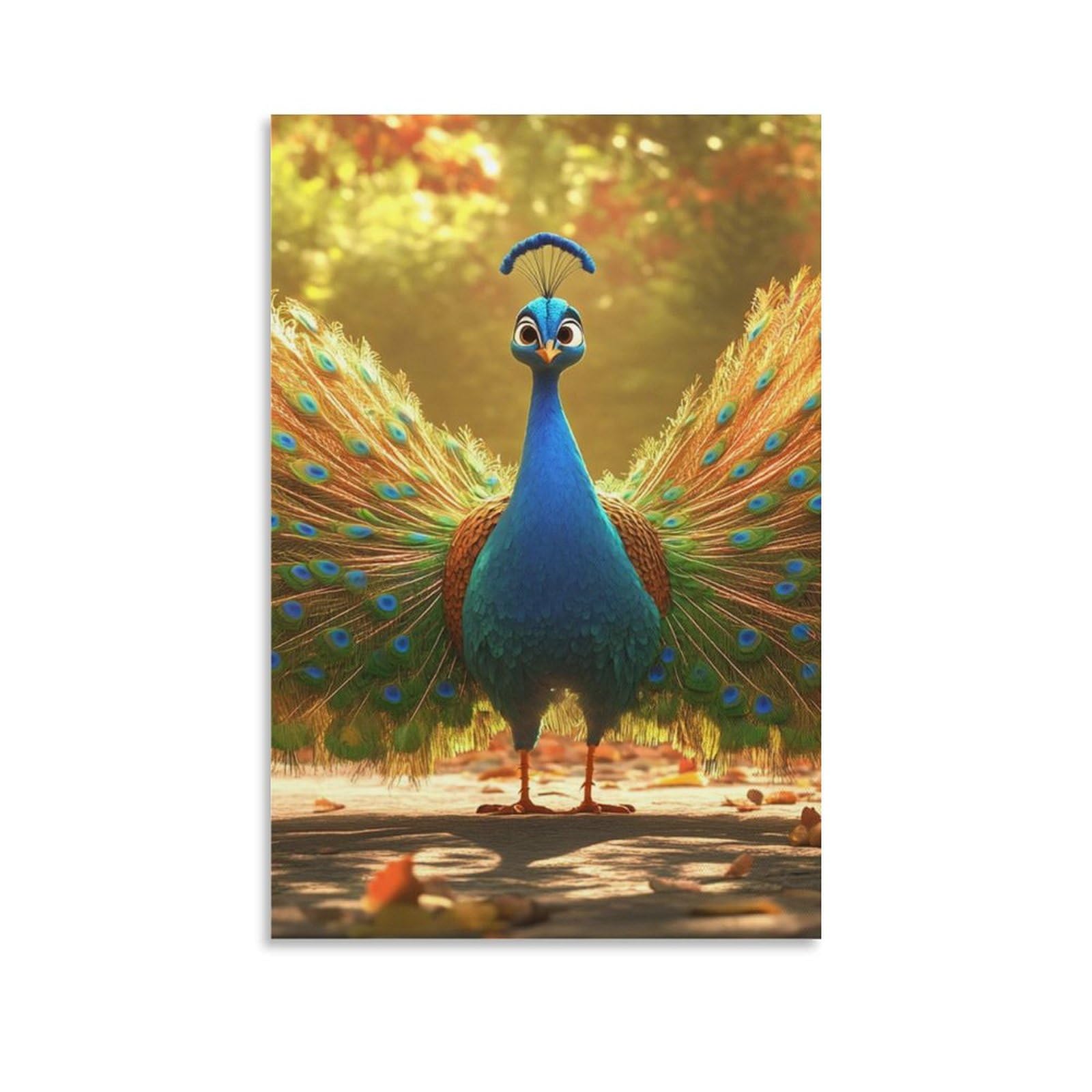 Cuadros modernos en lienzo impreso de alta resolución pavo real 50x75cm para decoración 6