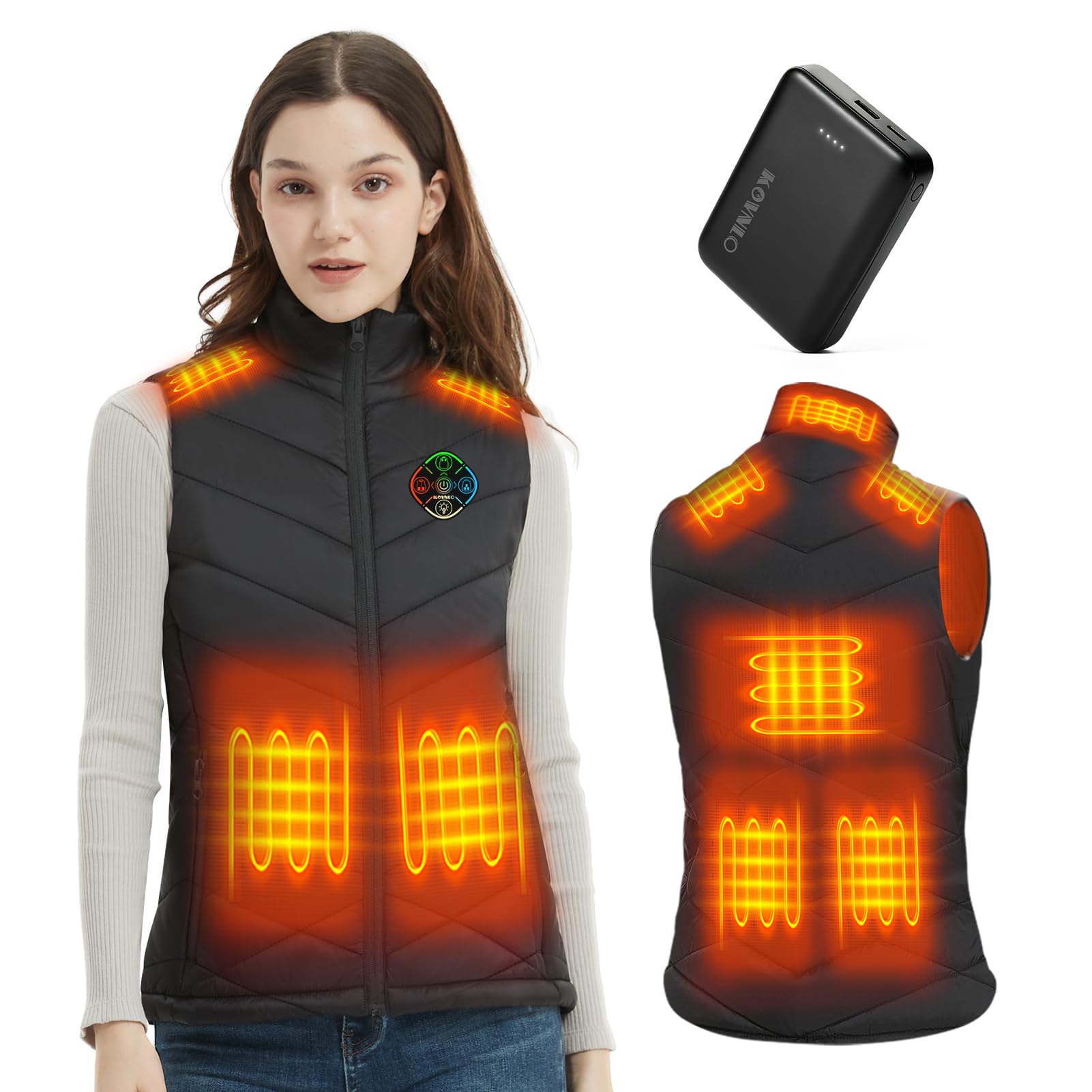 KOVNLO Heated Vest for Women With Battery Pack Included, Smart Controller with Light-out Design, Electric Heated Jackets