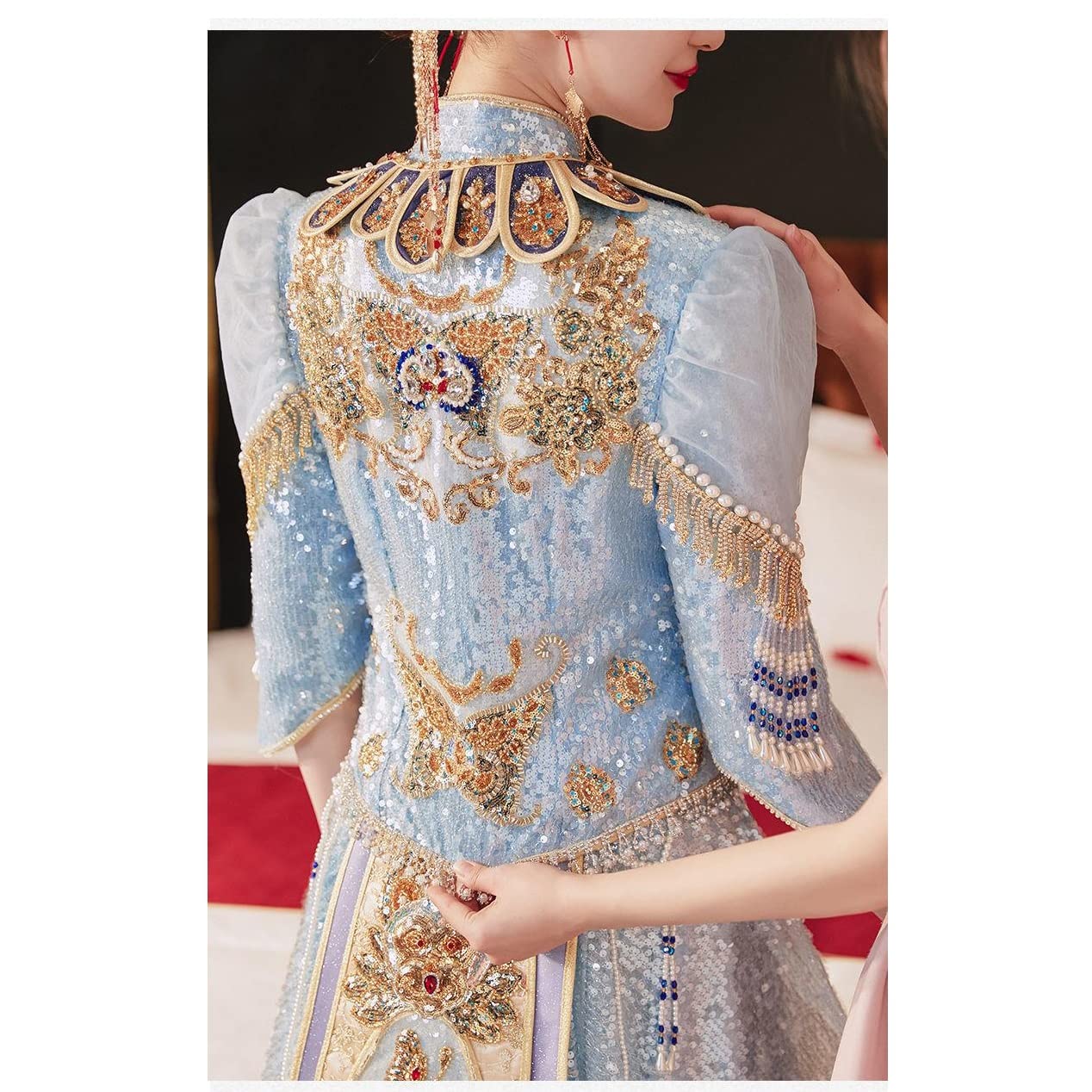 Amazon.co.jp: 中国女性オリエンタルウェディングドレス伝統的なライト