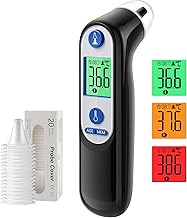 High Precision Ear Thermometer for Baby, Medical Thermometers and Accessories | 1 Second Quick Measure | Fever Sound Indicator (109-LCD Deep Black)