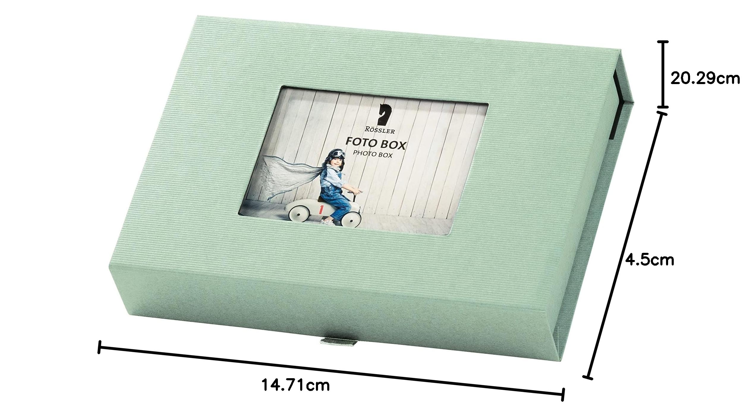 Rössler Papier 14573200651 - Pudełko na zdjęcia z passe-partout, na zdjęcia 13 x 18 cm, Mint, 203 x 45 x 147 mm, 1 szt.