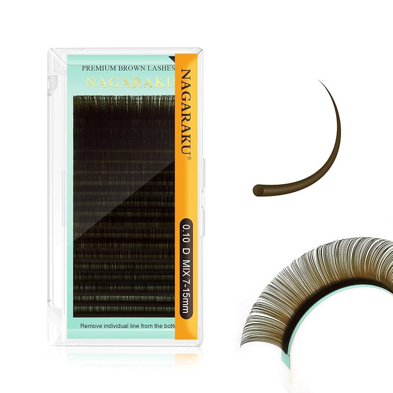Extensões de cílios individuais NAGARAKU 0.10 D 7–15 mm Mix Marrom Natural