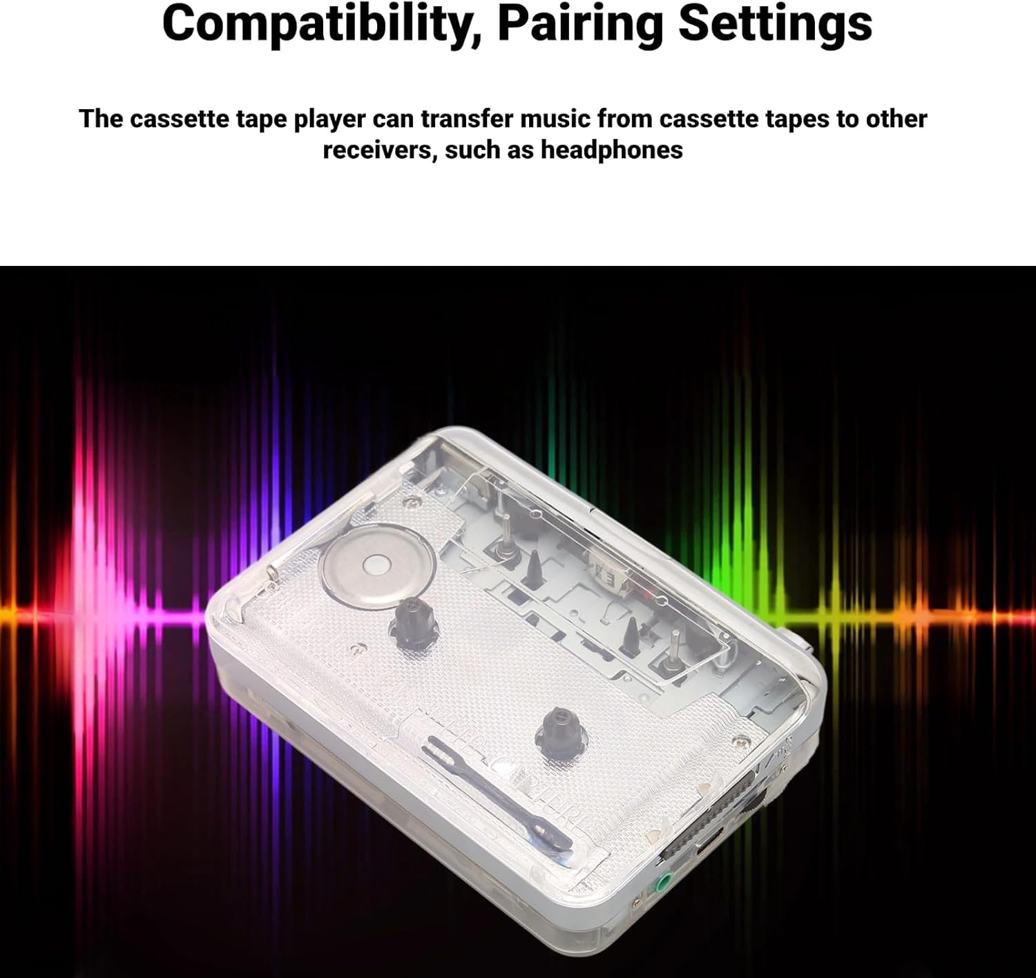 Portable Cassette Player, Cassette Tape Player, Multifunction Clear Stereo Sound FM Radio Cassette Player with 3.5mm Headphone Jack