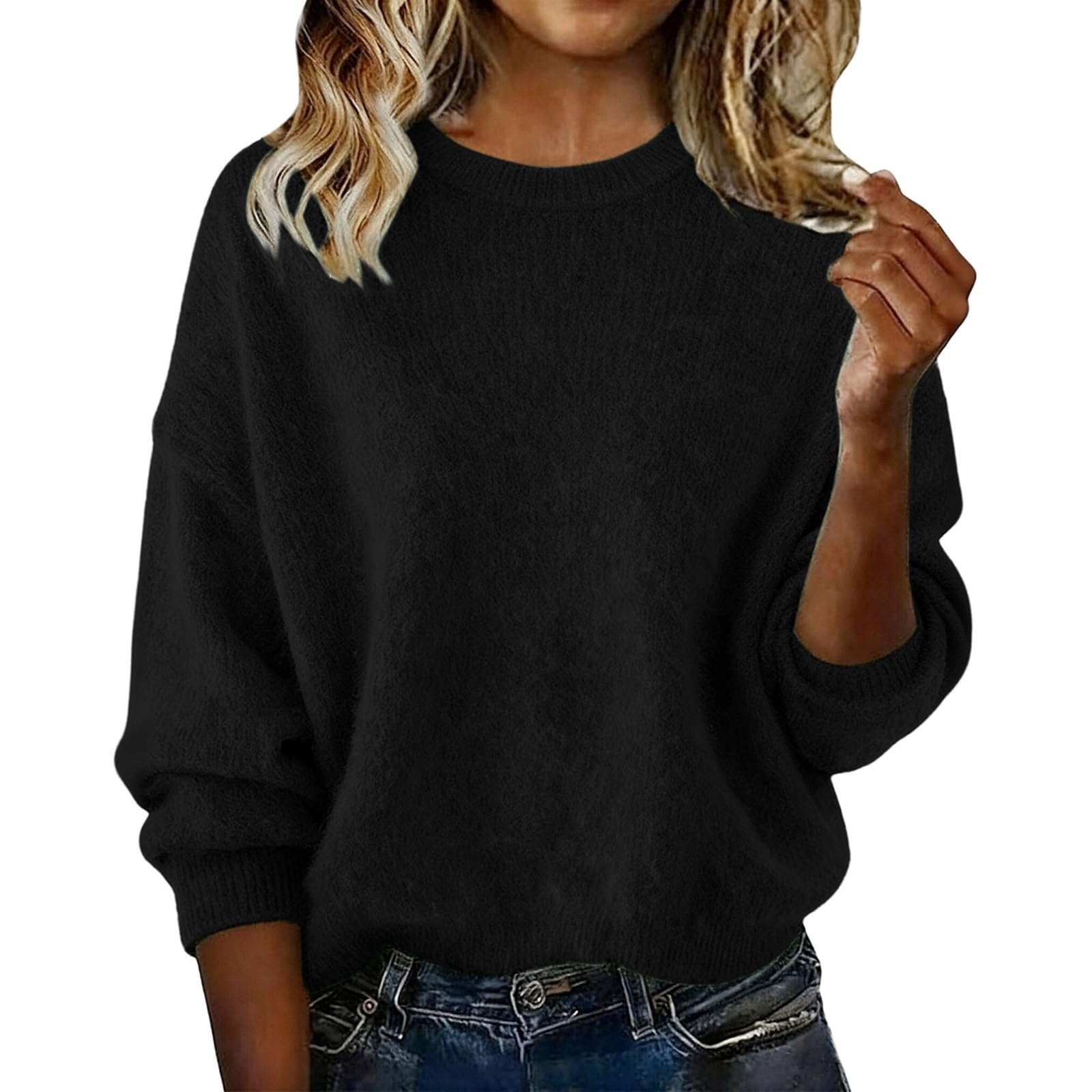 Cashmere Sweaters for Women Round Neck Wool Long Sleeve Pullover Tops Warm Lightweight Winter 2025 Cozy Knitted Sweater