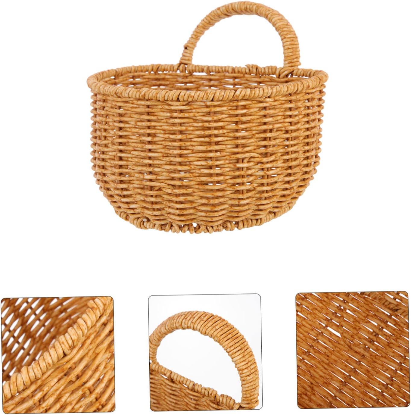 Woven Hanging Storage Basket Large Iron PP Khaki Decorative Indoor Xmas image 3