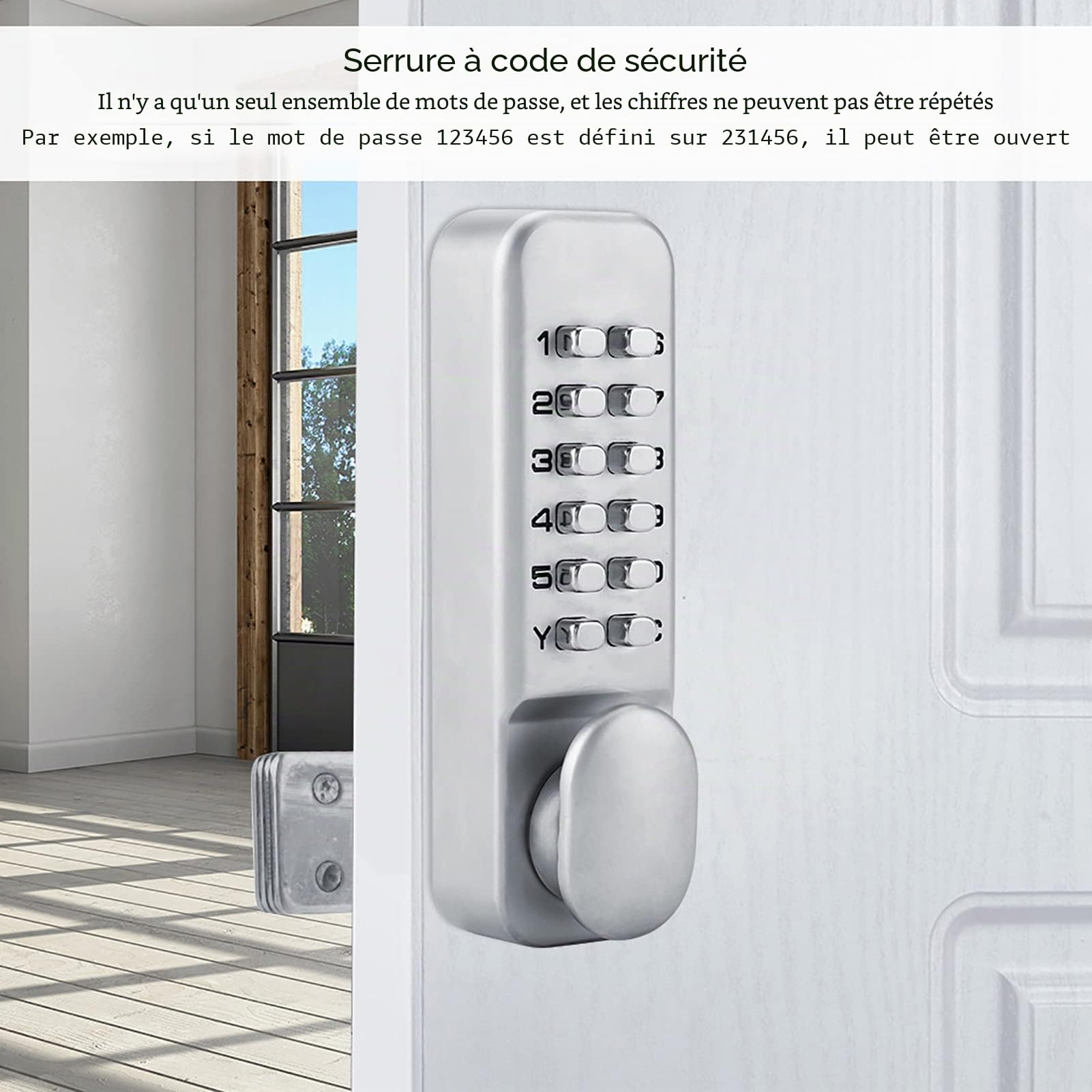 Cadenas à code numérique, serrure de porte, combinaison de codes à 11 chiffres, sécurité avec boucle et plaque arrière à double fonction