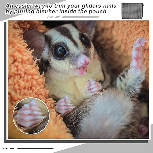 Miniatura 2 de Abbylike 2 unidades de Sugar Glider - Bolsa de recortadora de uñas, bolsa de malla de 7.87 x 9.84 pulgadas, bolsa para conejillo de indias, ratas,