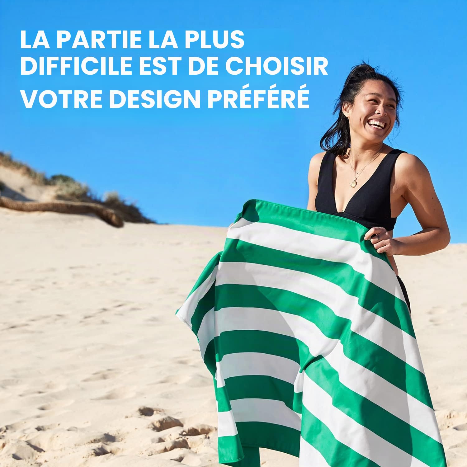 Dock & Bay Serviette de Plage pour Voyage, Natation, Camping, Vacances, très absorbante, séchage Rapide, sans Sable, compacte, légère, matériaux 100% recyclés, Housse Incluse