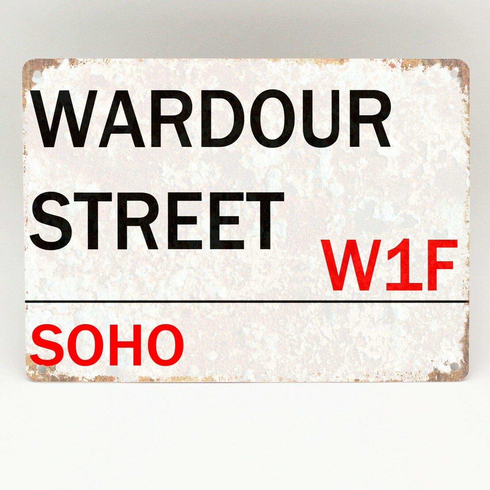 Tnnd Wardour Street Soho Metal Sign London Retro Wall Plaque Vintage Metal Sign 8X12 Inches