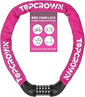 Vista 21 de Candado de cadena de bicicleta de 3.2 pies de largo, alta seguridad, resistente, antirrobo, combinación de 5 dígitos, cerradura de bicicleta sin