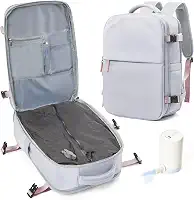 vivatote Mochila de viagem a vácuo com bomba, mochila de compressão a vácuo para viagem, mochilas aprovadas por voo