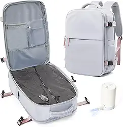 vivatote Mochila de viagem a vácuo com bomba, mochila de compressão a vácuo para viagem, mochilas aprovadas por voo