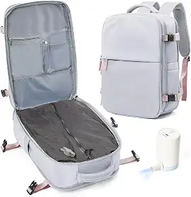vivatote Mochila de viagem a vácuo com bomba, mochila de compressão a vácuo para viagem, mochilas aprovadas por voo