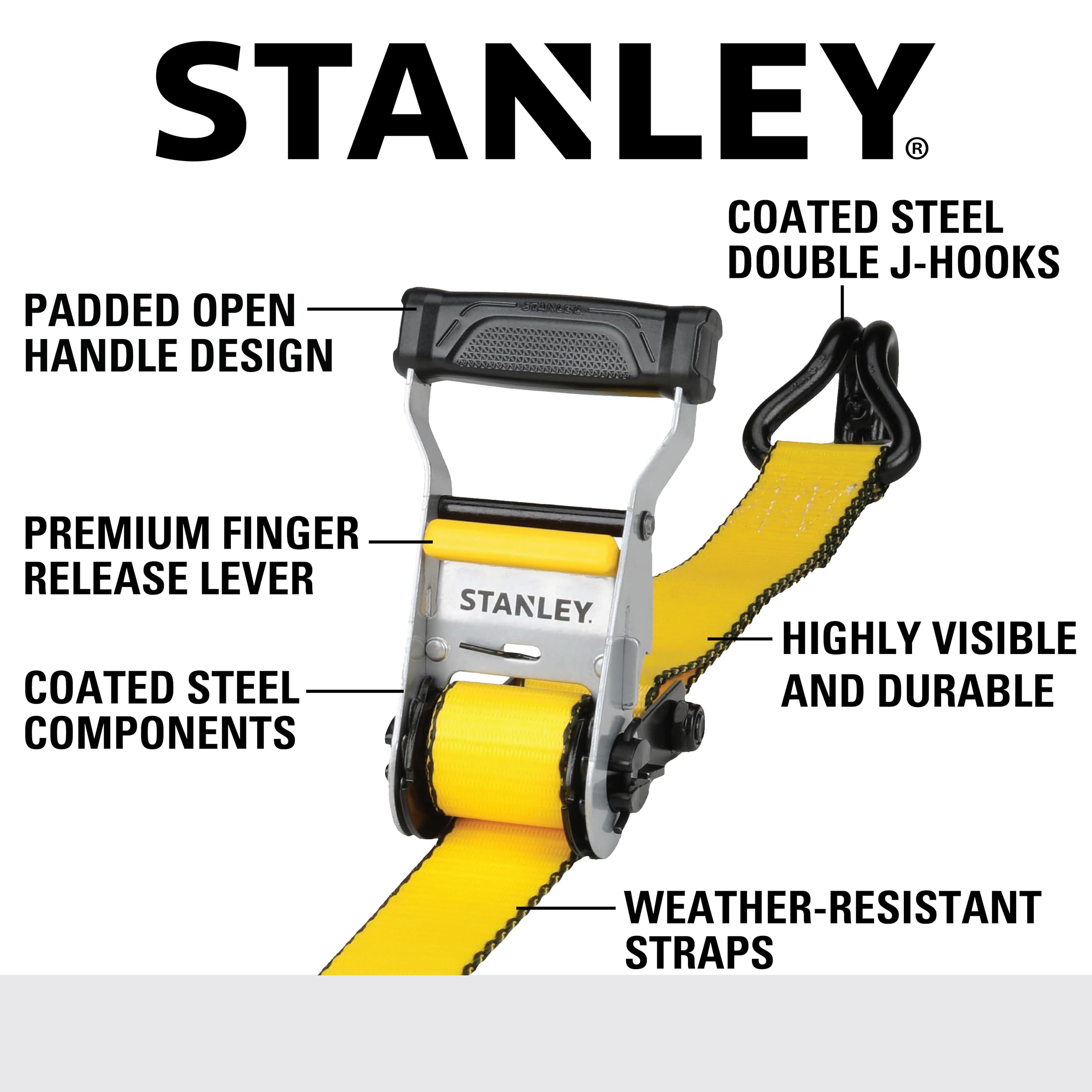 STANLEY Ratchet Straps - 5000 lb Capacity -2 STANLEY Ratchet Straps - 5000 lb Capacity -2