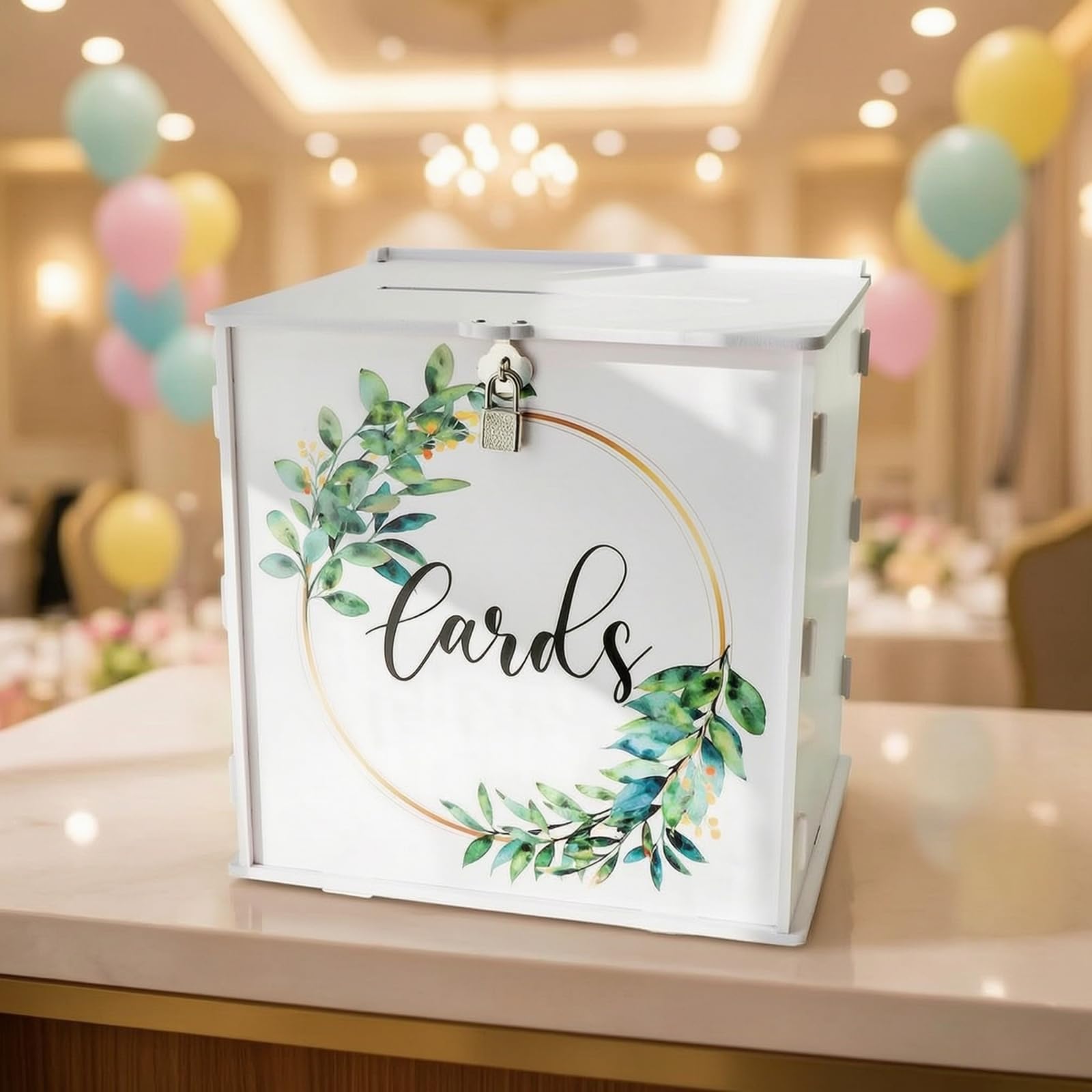 perfk Contenedor de Tarjetas de Boda Caja Centro de Mesa Buzón con Ranura Acrílico y Fácil de Montar Acabado Limpio Mantiene Sobres, Caja De Tarjetas De Boda KP1-Pequeña