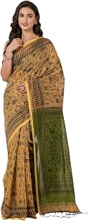 DURGA HANDLOOMS Madhubani Print Cotton Saree with Blouse Piece - Ethnic Women Lightweight Summer Cotton Blend|Dual Toned| ... Price In India